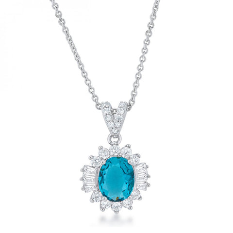 Chrisalee 3.2ct Aqua Cz Classic Drop Necklace