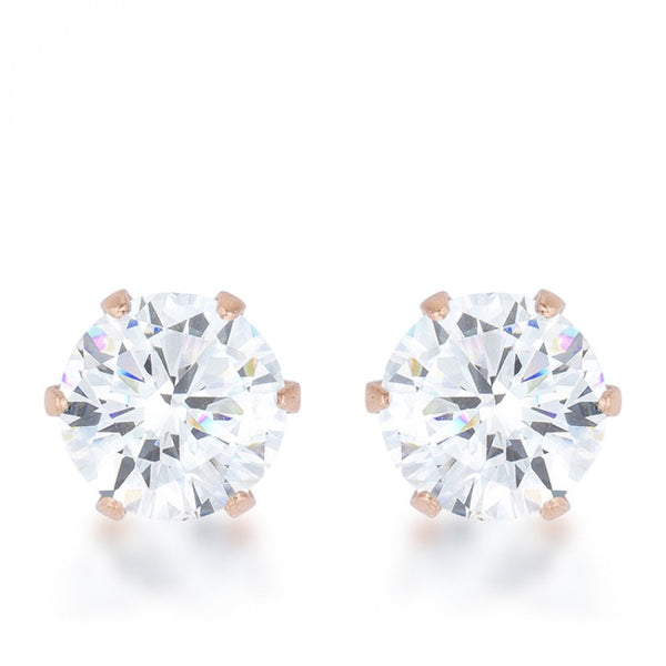 Reign 3.4ct Cz Rose Gold Stainless Steel Stud Earrings