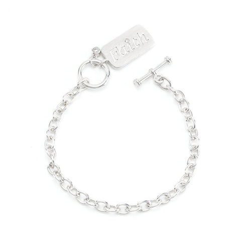 Silvertone Faith Charm Bracelet