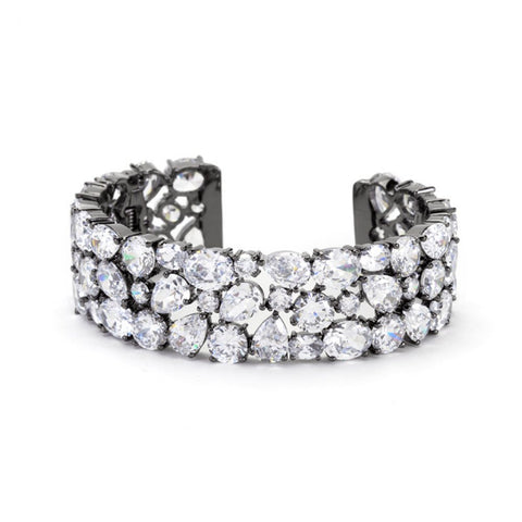 Bejeweled Cz Cuff Black Tone