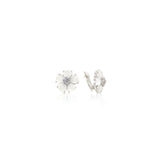 White Flower Nouveau Clip Earrings