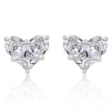 White Cz Heart Stud Earrings