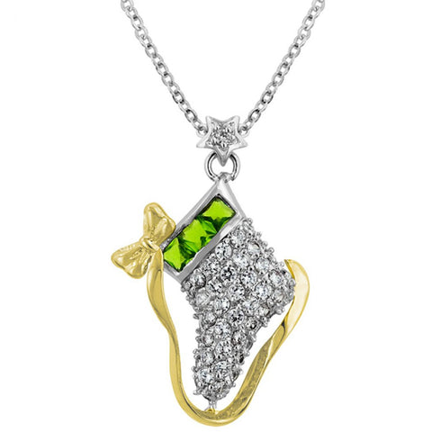 Ice Skate Cubic Zirconia Pendant