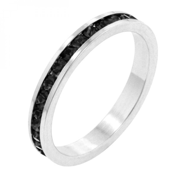 Stylish Stackables With Jet Black Crystal Ring