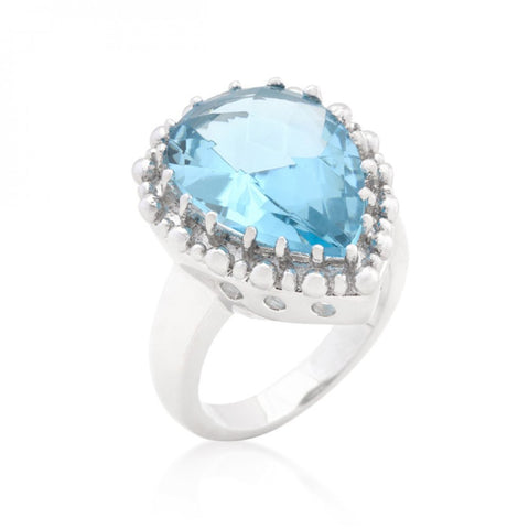 Solitaire Blue Topaz Cocktail Ring