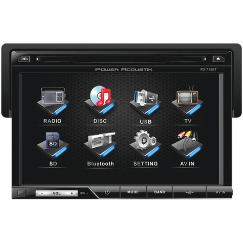 Power Acoustik 7" Single-Din In-Dash Lcd Touchscreen Dvd Receiver (With Bluetooth)