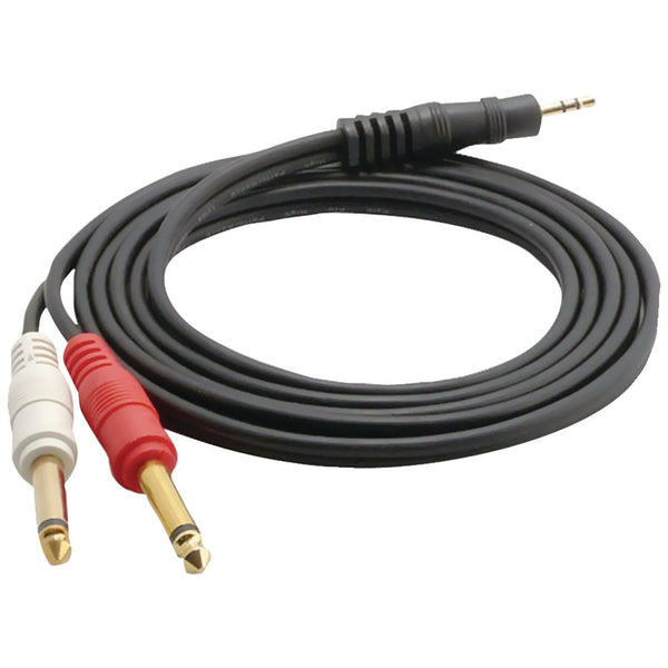 Pyle Pro 12-Gauge, 3.5Mm Male Stereo To Dual 1 And 4'' Male Mono Y-Cable Adapter, 6Ft