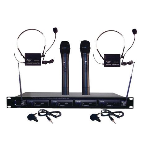 Pyle Pro 4-microphone Vhf Wireless Rack-mount Microphone System