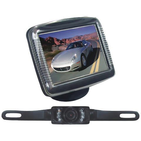 Pyle Pro 3.5" Slim Tft Lcd Universal Mount Monitor System With License Plate Mount & Backup Camera