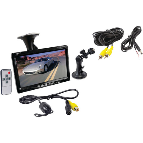 Pyle Pro 7" Window Suction-Mount Lcd Widescreen Monitor & Universal Mount Backup Color Camera With Distance-Scale Line