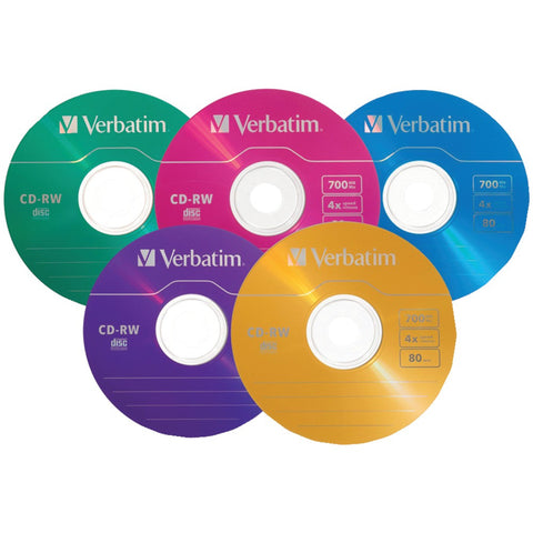 Verbatim 80-minute And 700mb 4x Cd-rws Multicolored 20 Pk With Slim Cases