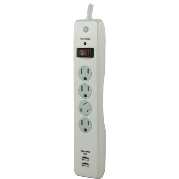 Ge 4-outlet Surge Protector With 2 Usb Ports