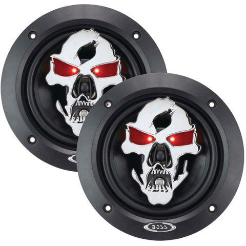 Boss Audio Phantom Skull Series 3-way Black Injection Cone Speakers With Custom-tooled Removable Skull Covers (5.25&#34;)