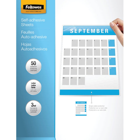 Fellowes 9" X 12" Self-Adhesive Laminating Sheets, 50 Pk