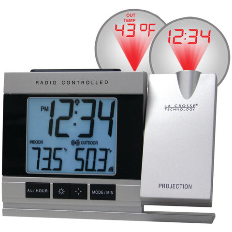 La Crosse Technology Atomic Projection Alarm Clock With Indoor & Outdoor Temperature