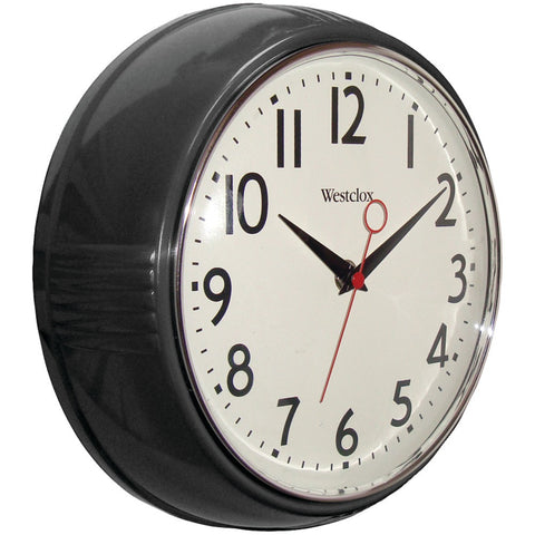 Westclox 9.5" 1950's Retro Black Case Convex Glass Clock