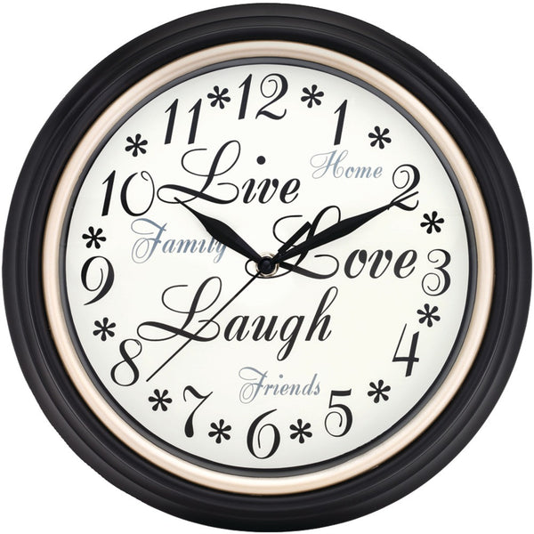 Westclox 12" Round Live Love Laugh Message Clock