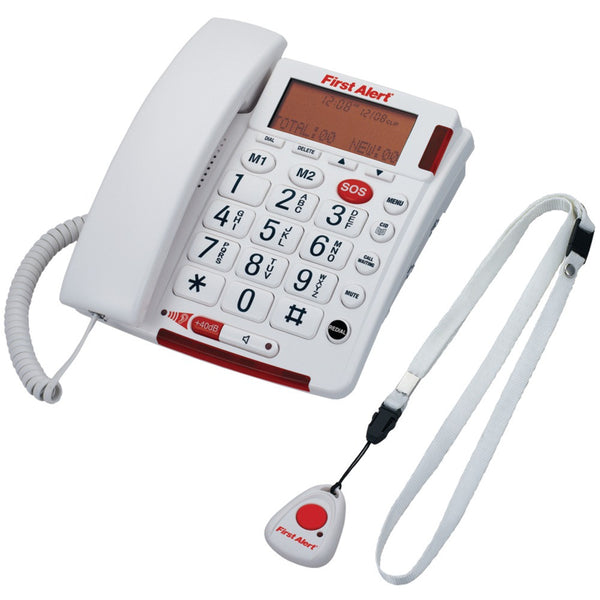 First Alert Big-button Corded Telephone With Emergency Key & Remote Pendant