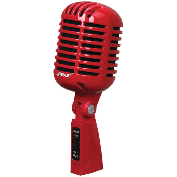 Pyle Pro Classic Retro-style Dynamic Vocal Microphone (red)