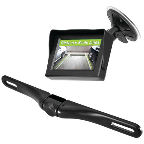 Pyle Pro Wireless Backup Parking-Assist System With License Plate Camera, 4.3" Monitor & Wireless Adapters