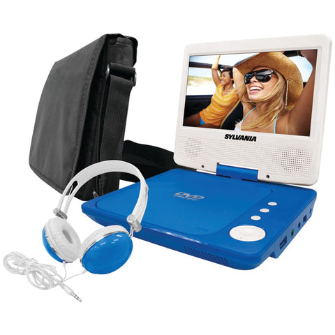 Sylvania 7&#34; Swivel-screen Portable Dvd Player Bundle (blue)