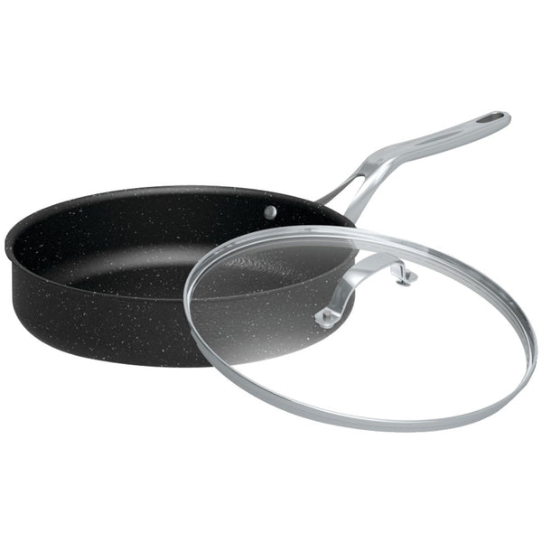 The Rock By Starfrit 11", 4.7-Quart Deep Saute Pan With Glass Lid & Stainless Steel Handles