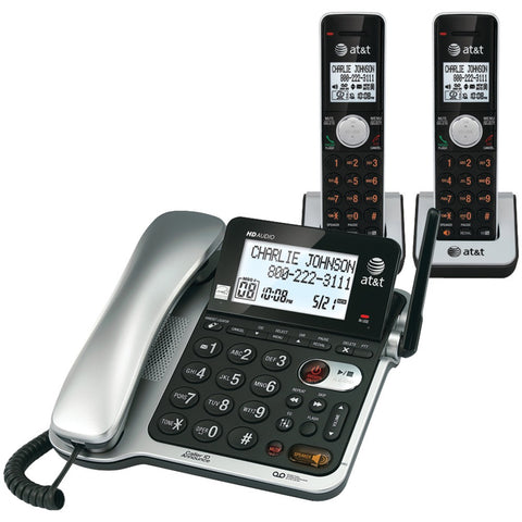 Att Dect 6.0 Corded And Cordless 2-handset Phone System With Call Waiting And Caller Id