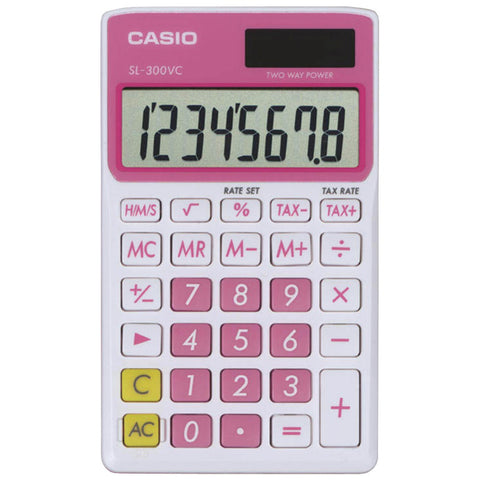 Casio Solar Wallet Calculator With 8-digit Display (pink)