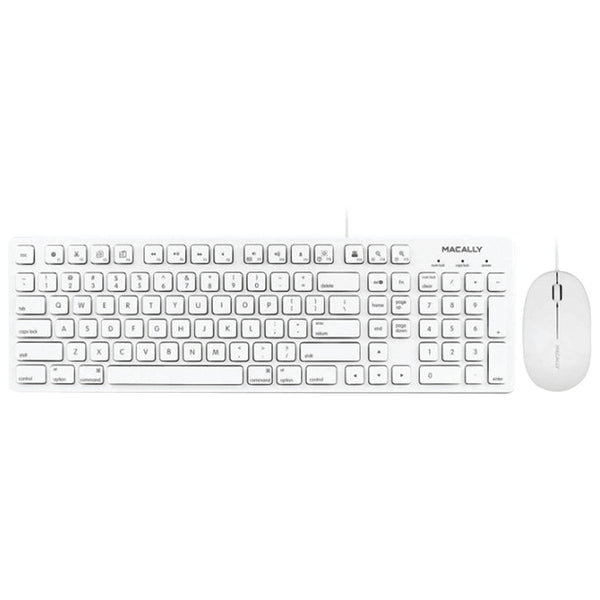 Macally 103-key Full-size Usb Keyboard With Shortcut Keys & 3-button Usb Optical Mouse Combo For Mac