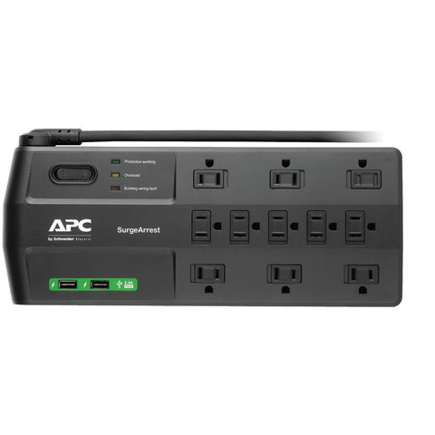 Apc 11-outlet Surgearrest Surge Protector With 2 Usb Charging Ports