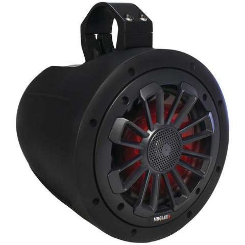 Mb Quart Nautic Series 2-Way Wake Tower Speaker With Matte Black Finish & Mounting Hardware (6.5", 120 Watts, With Led Illumination)