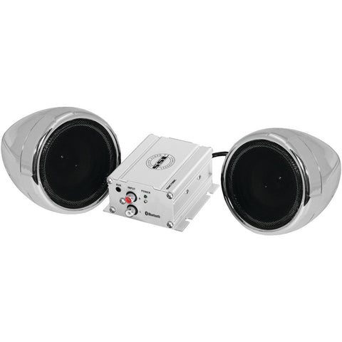 Soundstorm Motorcycle 600-watt Amplified Sound System With 3&#34; Chrome Full-range Speakers & Bluetooth