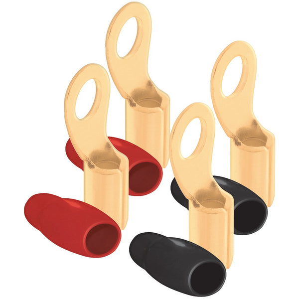 Db Link 4-Gauge 5 And 16" Ring Terminals, 4 Pk (Gold Plated, 2 Red & 2 Black)