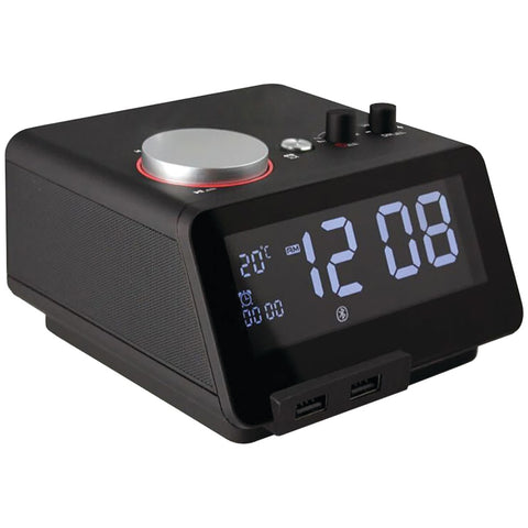 Homtime C12 Bluetooth Alarm Clock With Dual Usb Charging Ports (black)