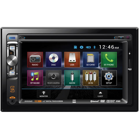 Dual 6.2" Double-din In-dash Dvd Receiver With Bluetooth