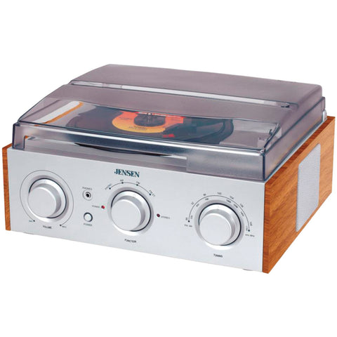 Jensen 3-speed Stereo Turntable With Am And Fm Receiver & 2 Built-in Speakers